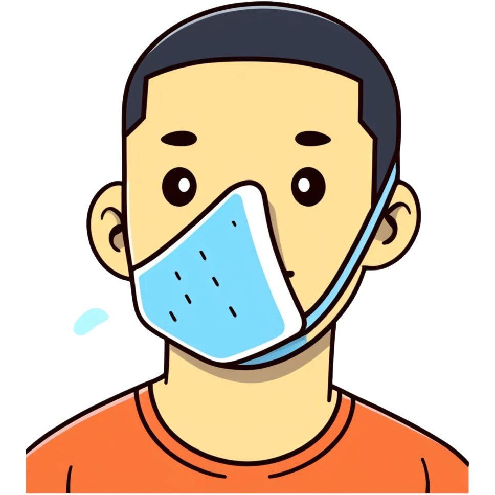 Person holding square ice pack on swollen cheek emoji