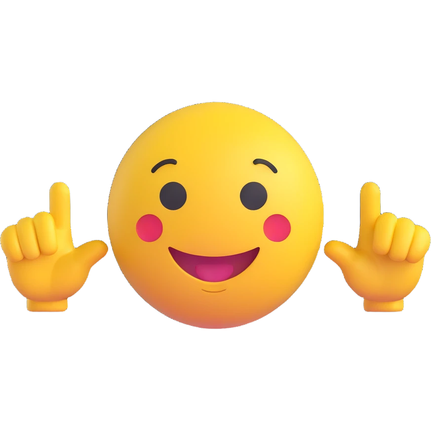 A classic yellow round emoji-style face using both hands to point at itself, with a proud or playful expression. The gesture clearly means "me" or "myself". Simple cartoon style on a clean background emoji
