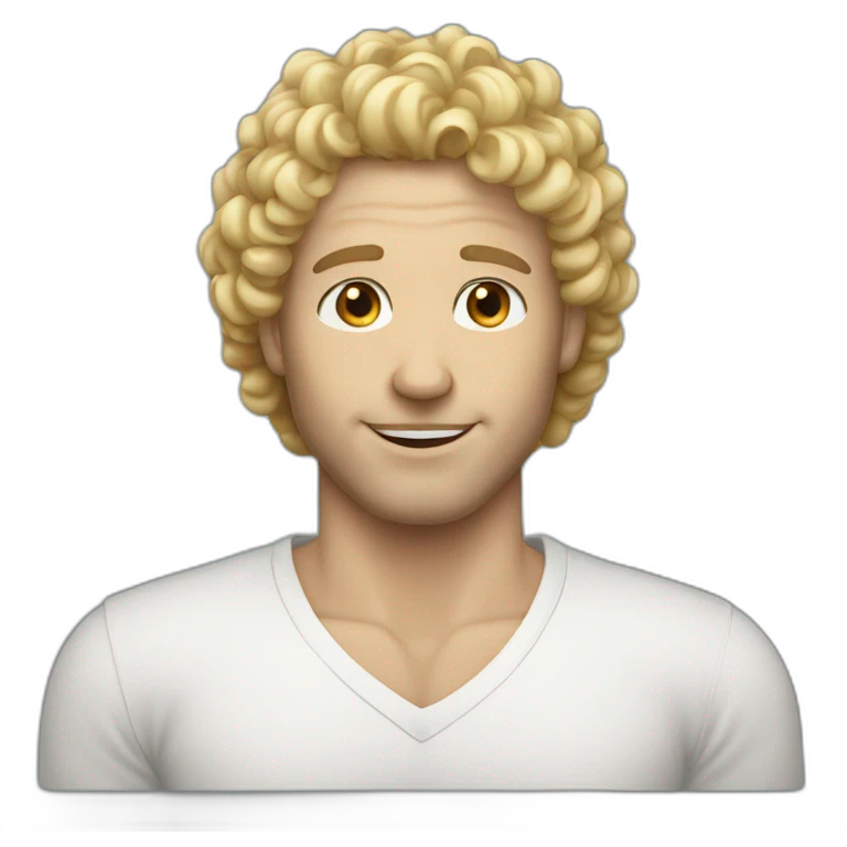 white skin curly hair blonde man emoji