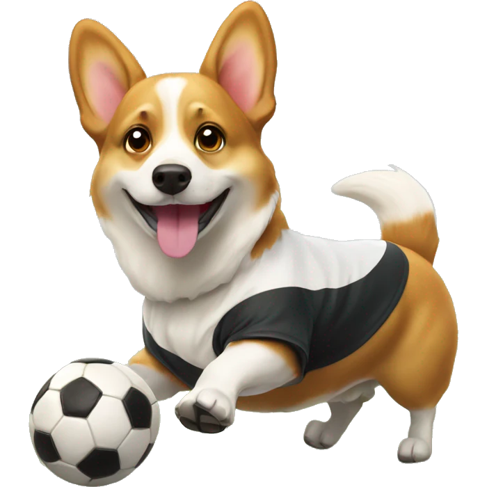 Corgi playng soccer emoji