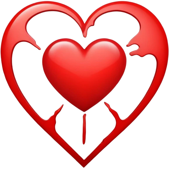 red heart split cleanly in the middle emoji