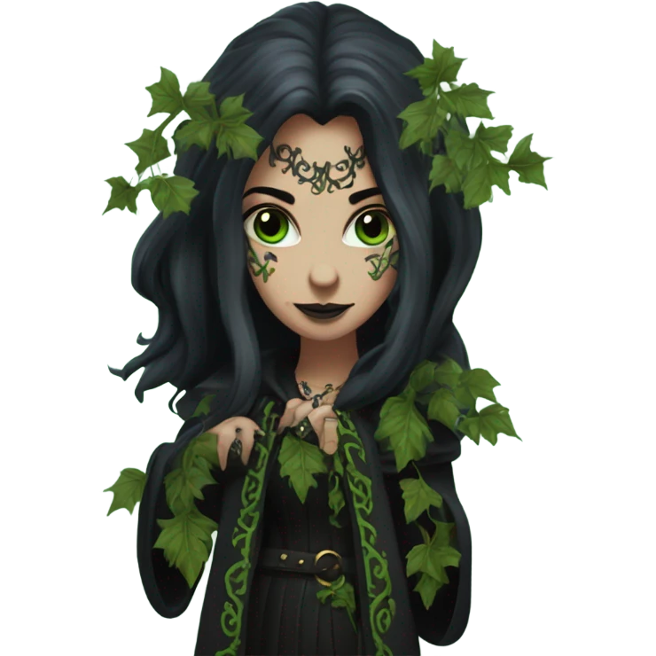 the morrigan gothversion green man vines style furr robe stylish boots emoji