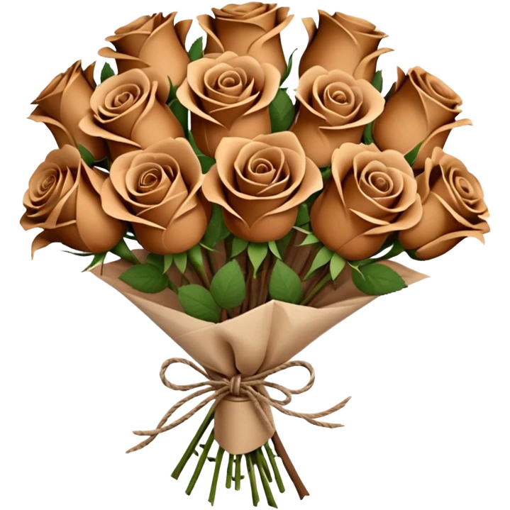 Bouquet of brown roses in a paper package emoji