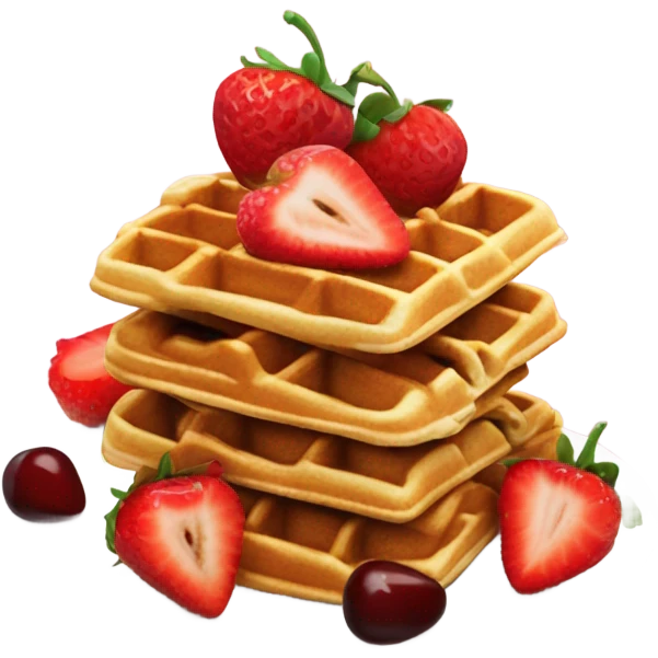 waffles with strawberries and cherries emoji
