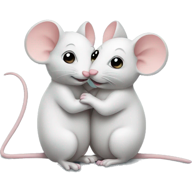 Two mouses cuddling eachother  emoji