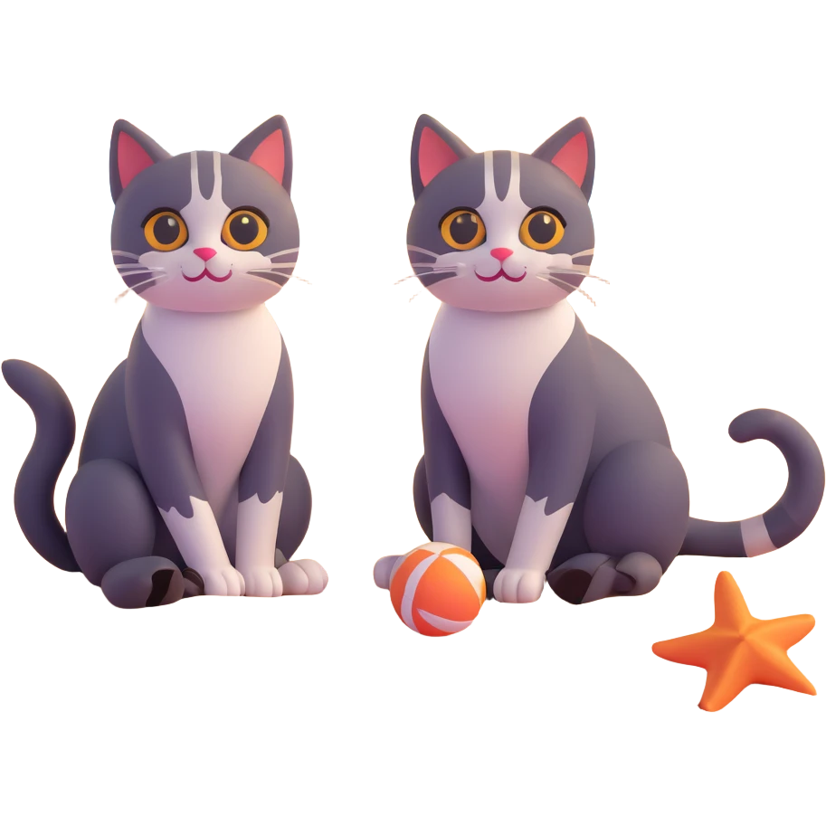 Two cats sitting on the beach at sunset emoji
