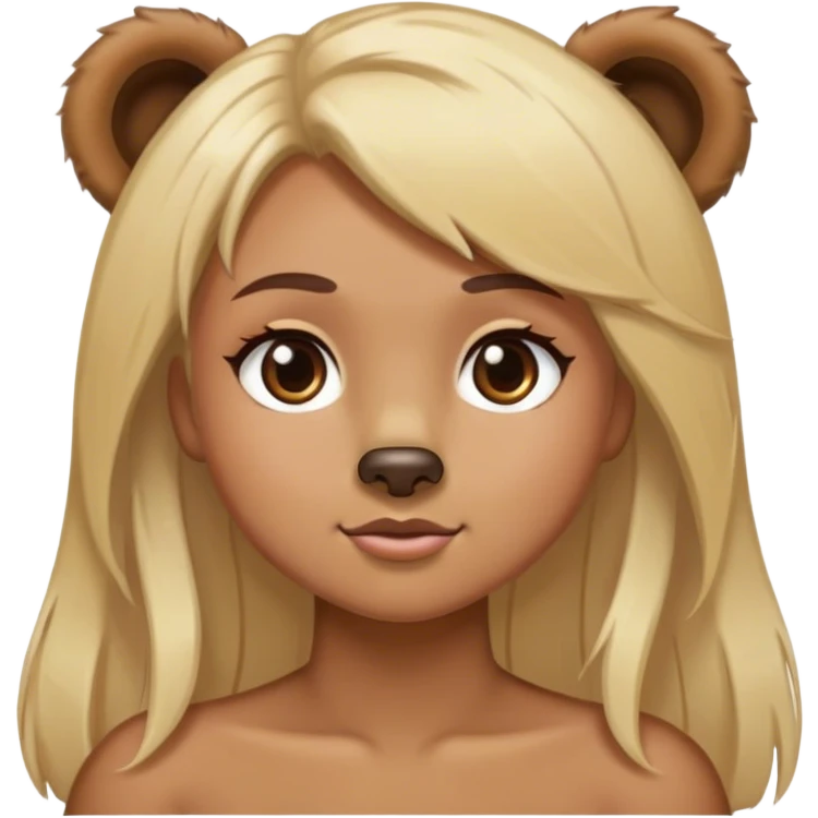 Bear with girl with blonde highlights hair  emoji