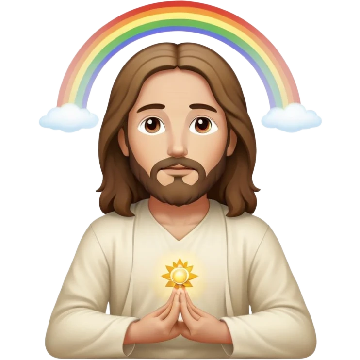 Serene Jesus meditating, rainbow chakra points visible emoji