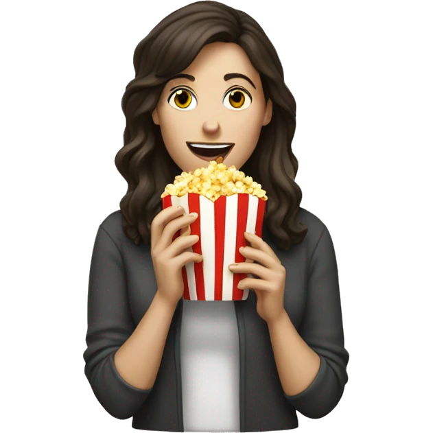White brunette woman eating popcorn  emoji