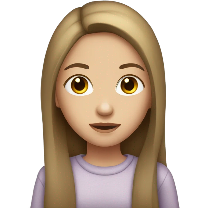 girl with straight long brunette hair, hazel eyes, light skin emoji