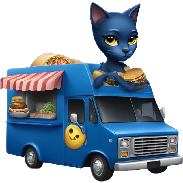 Dark blue Catgirl’s lowrider food truck  emoji