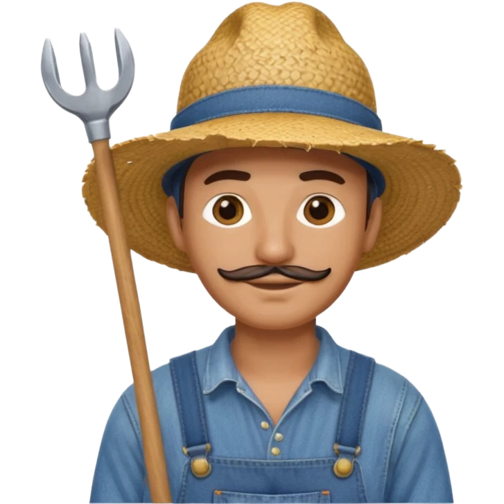 Farmer man – Straw hat, hoe on shoulder
 emoji