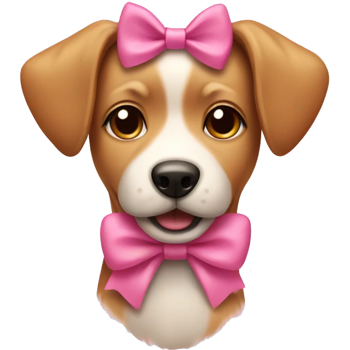Cute light brown dog with a  pink bow emoji