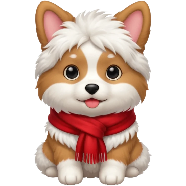 baby dog wears red scarf  emoji