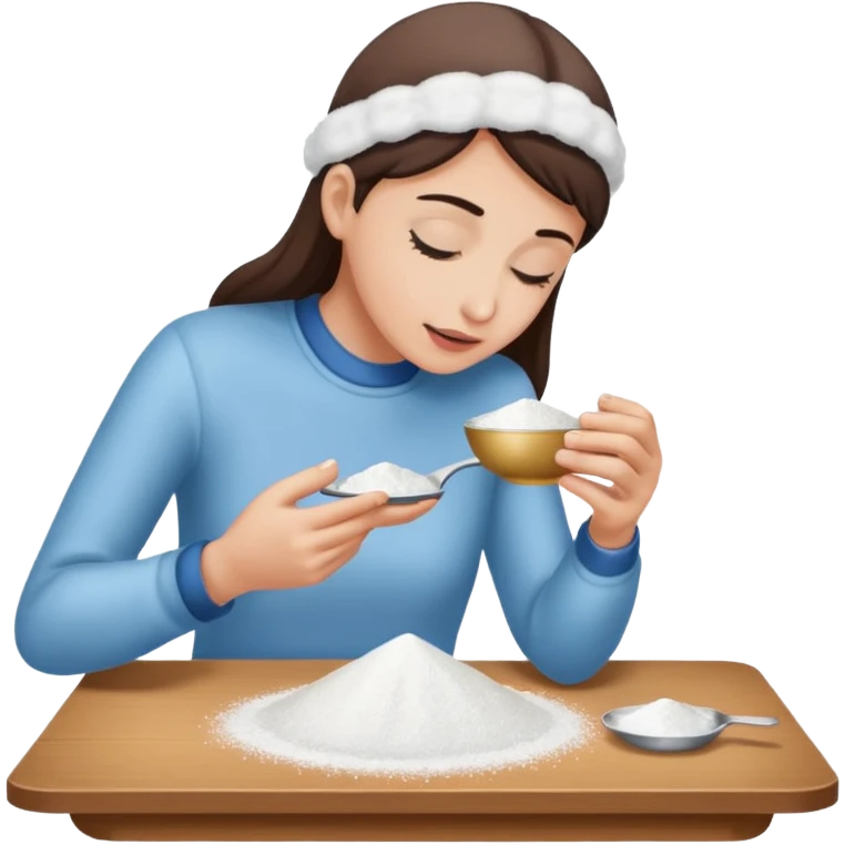Person sniffing powdered sugar off a table  emoji