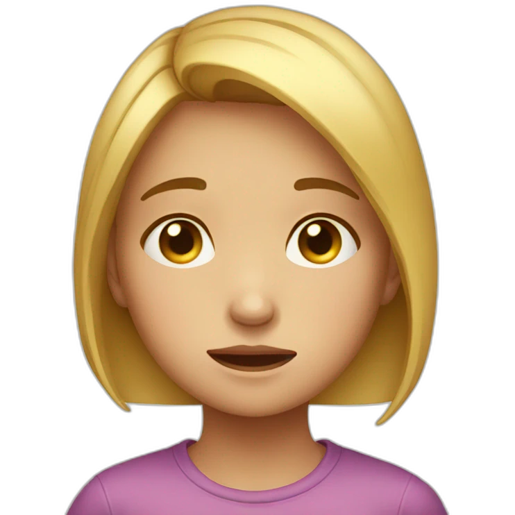 young girl is crying with a tear on face emoji