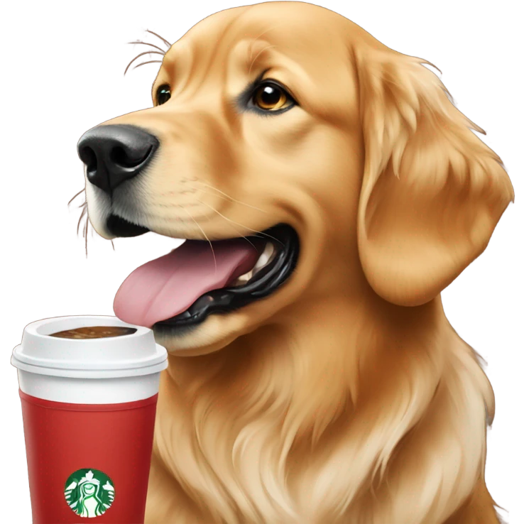 Red golden retriever drinking Starbucks  emoji