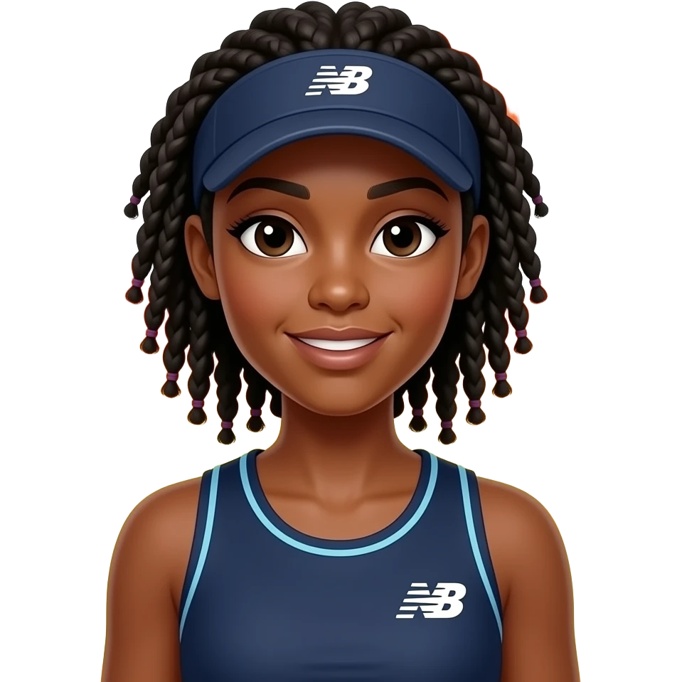 Black female with locs tennis player, NB logo,  on fire emoji