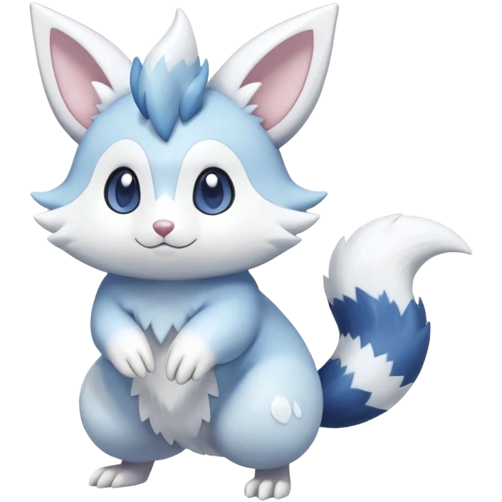 Shiny White Pastel Snowy Icy Sparkly Cute Furret-Meowstic-Zangoose-Hybrid (Full body) emoji