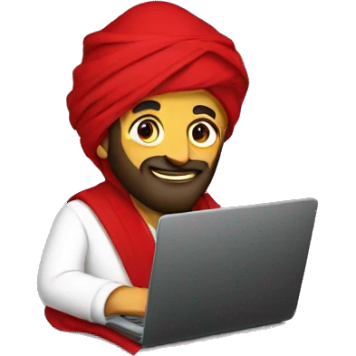 A caliph with red clothes and a laptop emoji