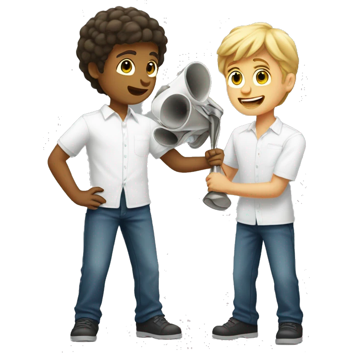 boys in white shirts holding melophones emoji