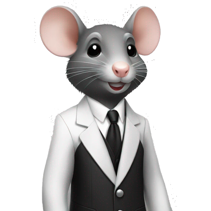 rat in black and white suit standing  emoji