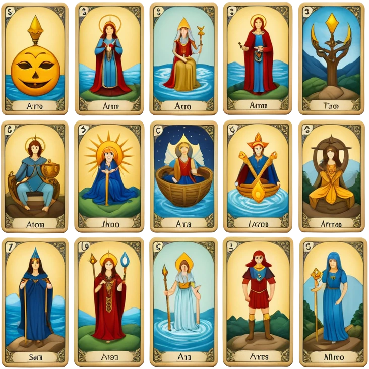 tarot card images include major 22pcs, minor 55pcs emoji