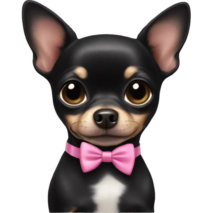 black chihuahua with a pink bow tie emoji