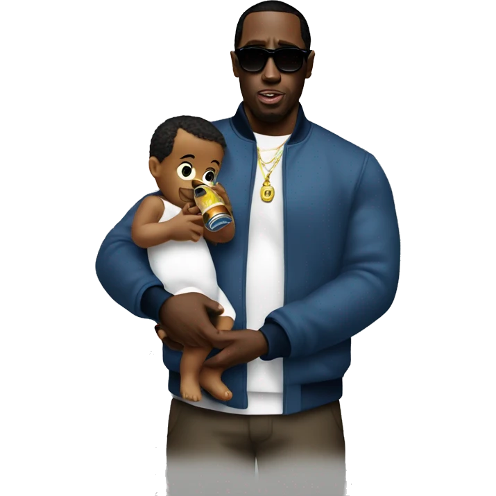 P. diddy holding a bottle baby  emoji