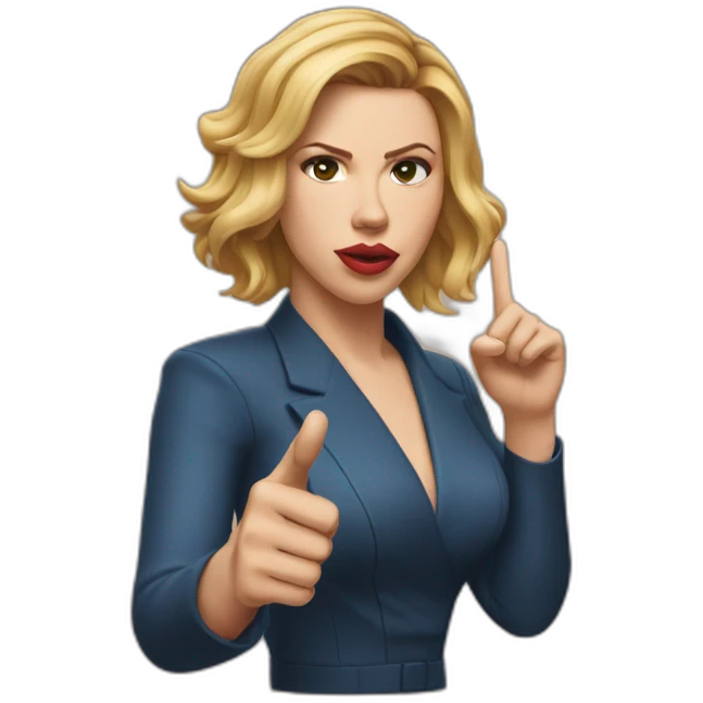 Scarlett Johansson pointing finger emoji