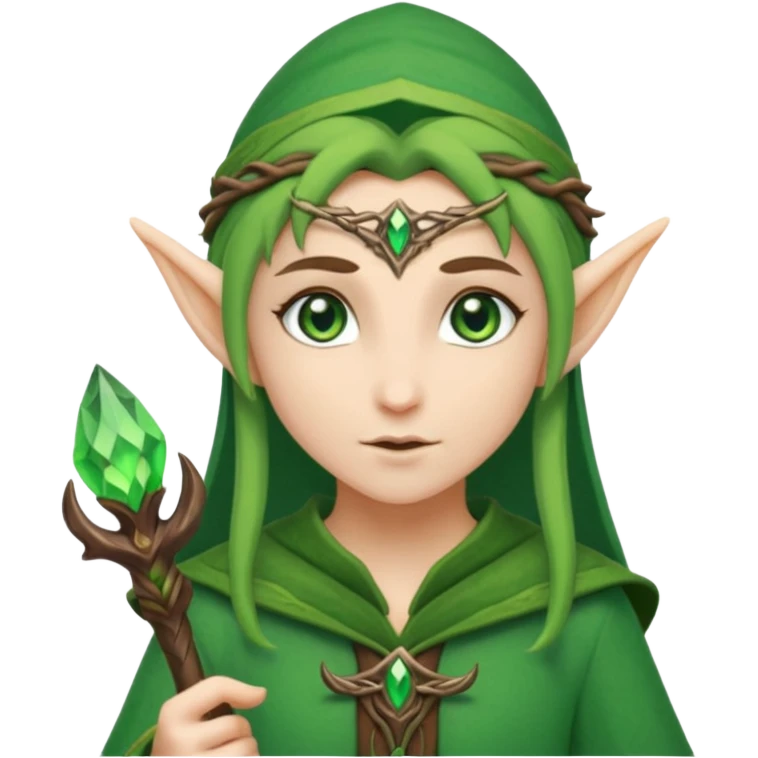 elf, druid, holding a staff emoji