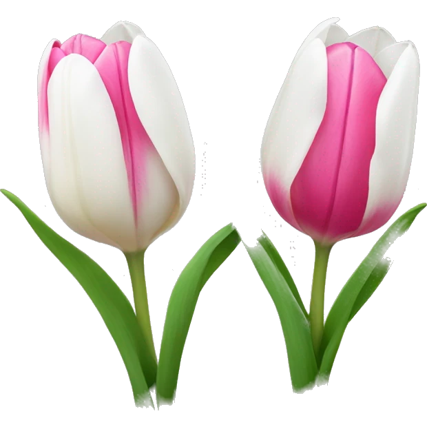 white and pink tulips  emoji