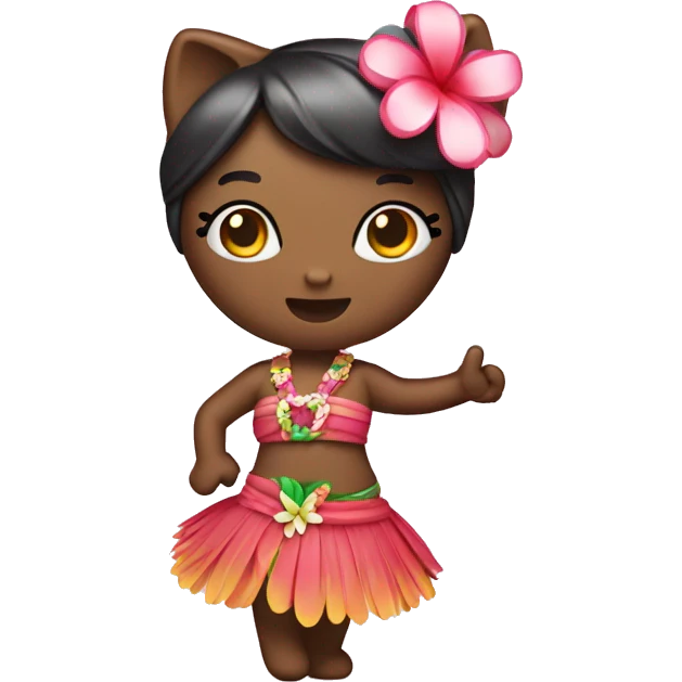 hello kitty dressed as hula dancer emoji