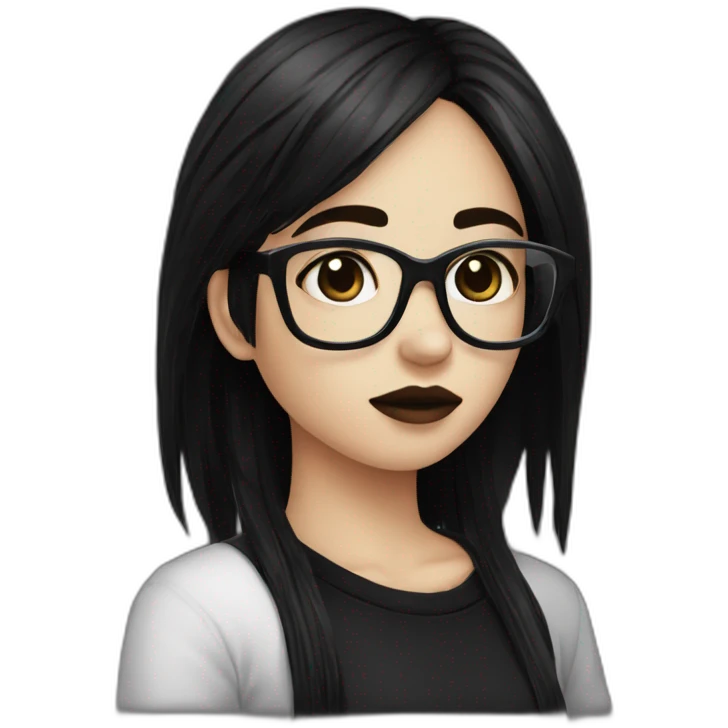 Crying+goth-girl-dark-hair-with-glasses-black-tshirt emoji