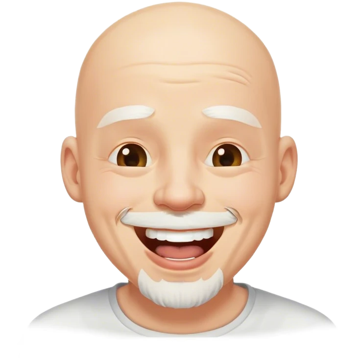 Bald man with white goatee , laughing with tears emoji
