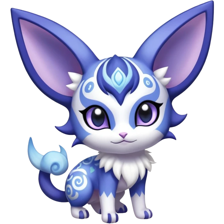 Shiny Exotic Cute Adorable Majestic Espeon-Meowstic-Hybrid-Creature with pattern-markings emoji
