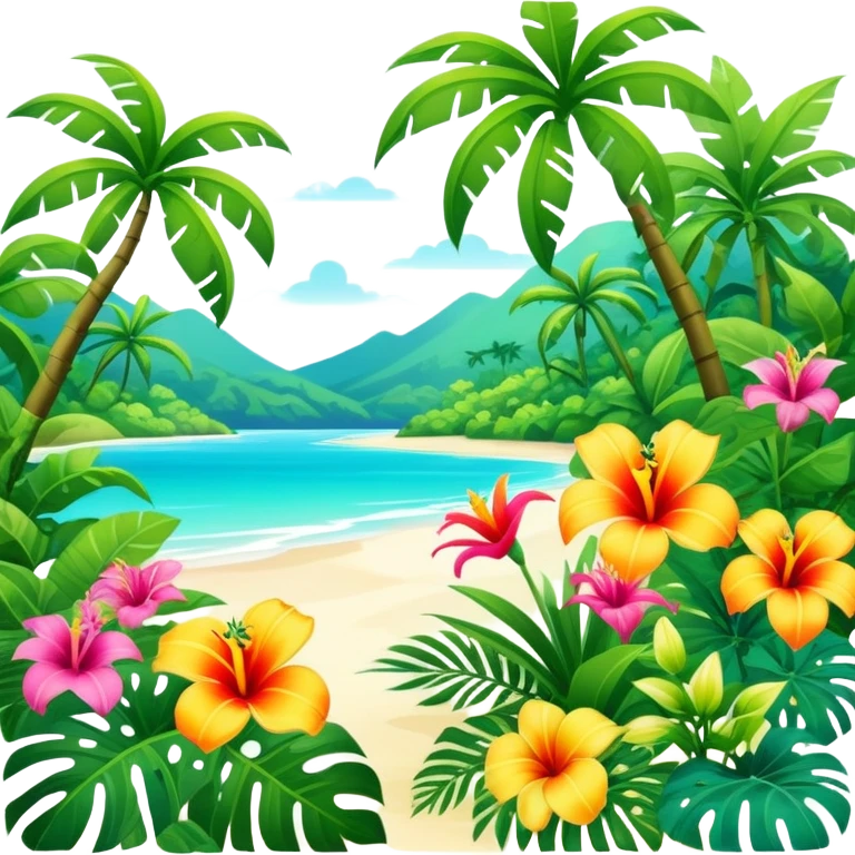 Full Tropical exotic sunny scenery floral scenery  emoji