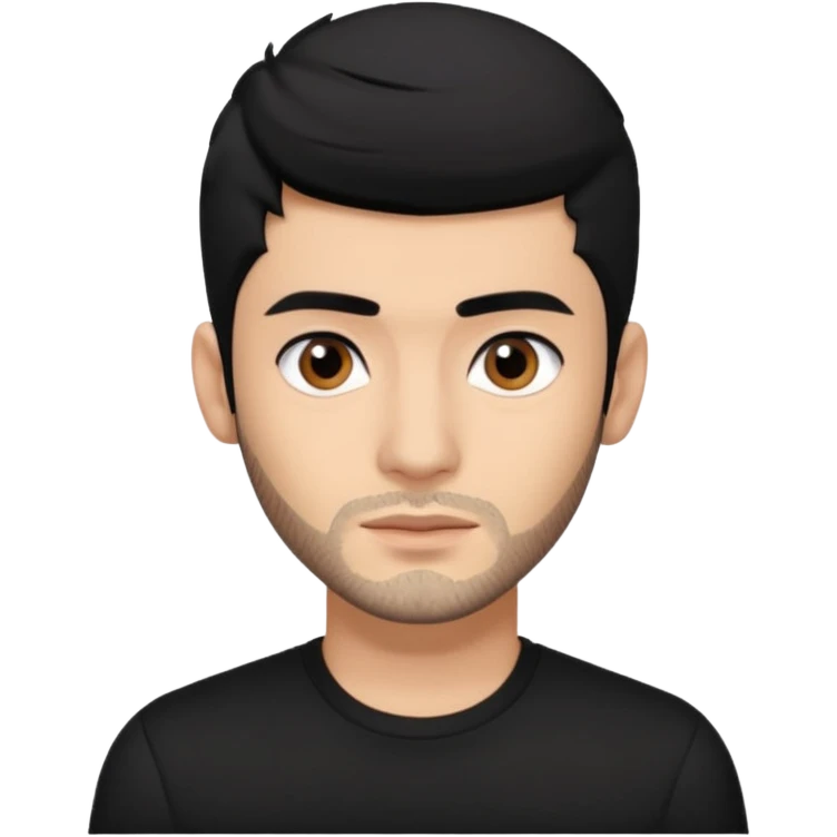 Zayn Malik with black hair and shirt emoji