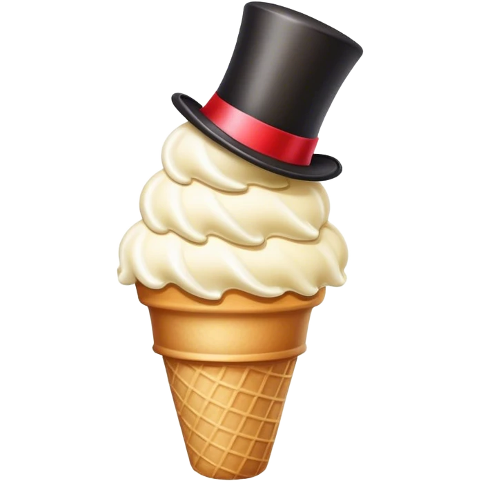 Ice cream cone with a top hat emoji