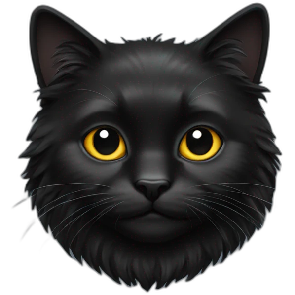 Black cat with full fur emoji
