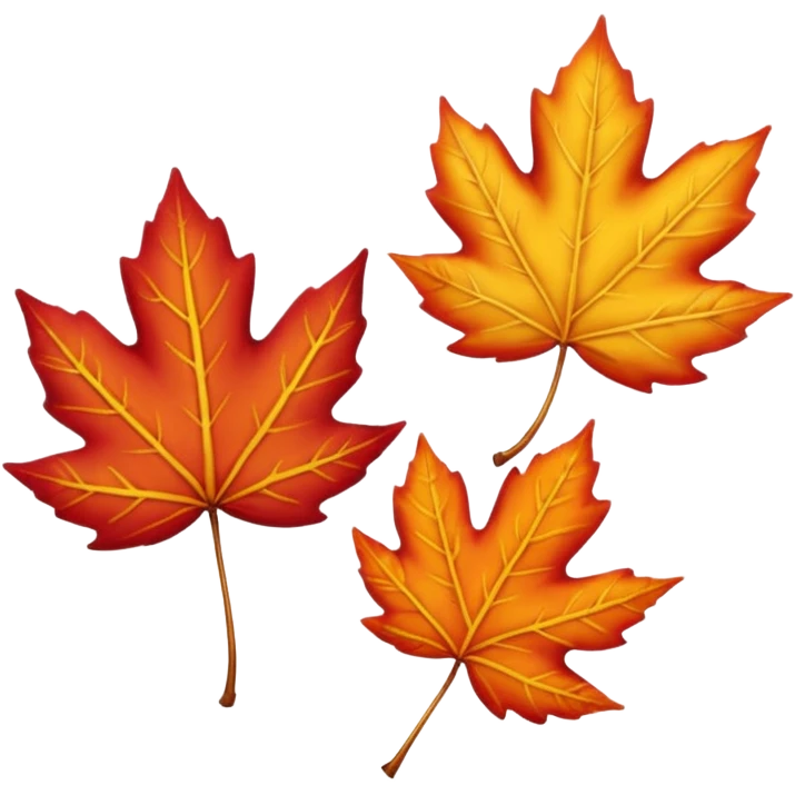 3 autumn leaves, blowing the left in the wind, white background emoji