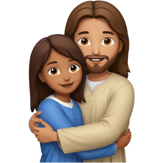 Jesus hugs a brown girl emoji