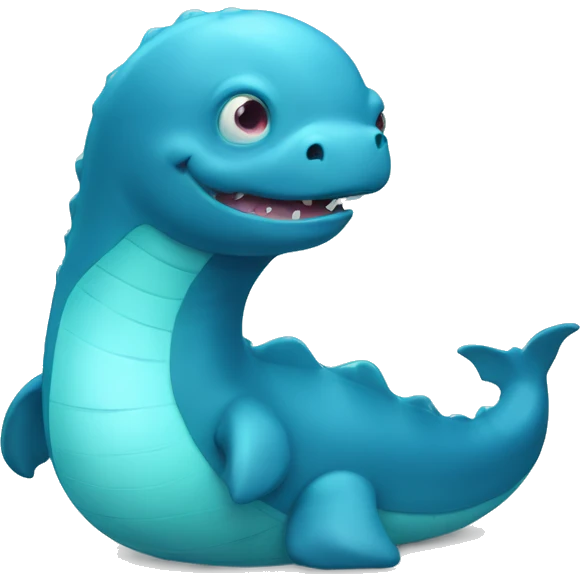 a cute blue lochness monster that is a little fat emoji