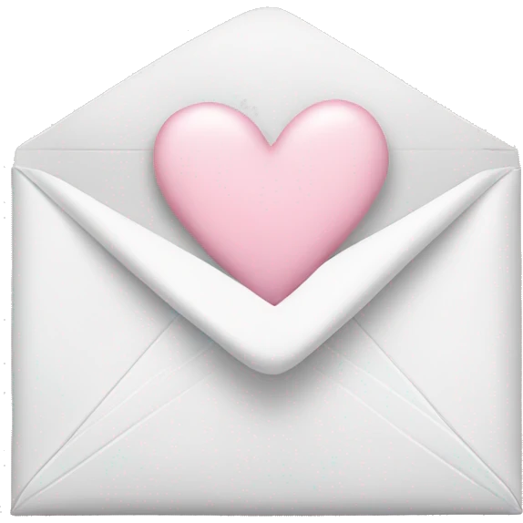 white envelope with a light pink heart emoji