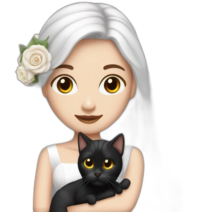 whiteskinbrideholdingablackcat emoji