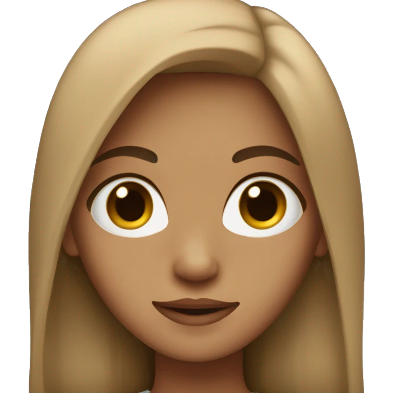 Girl with long dark brown hair, light brown skin. emoji
