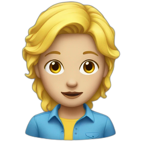 A girl with yellow hair in a blue shirt emoji