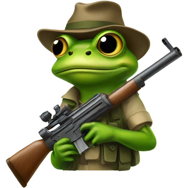 A frog with a rifle emoji