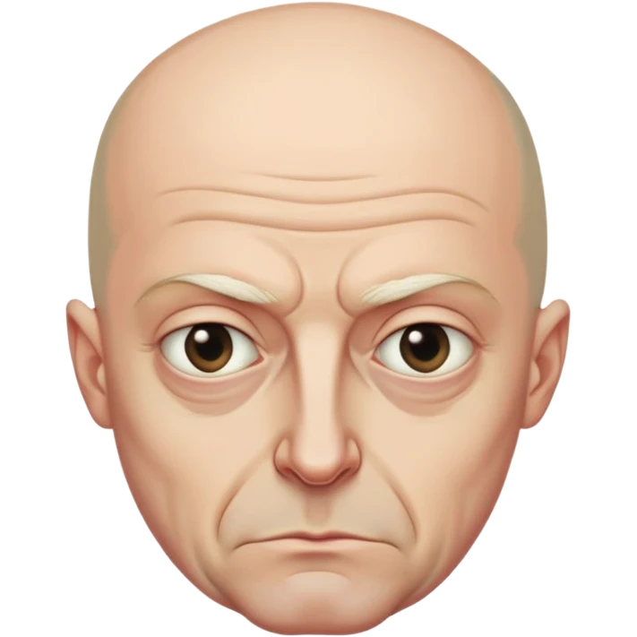 Steven Miller, Trump advisor, bald, grim expression, narrow face, sagging eyelids drooping more on the outside, bottom lip sticking out emoji