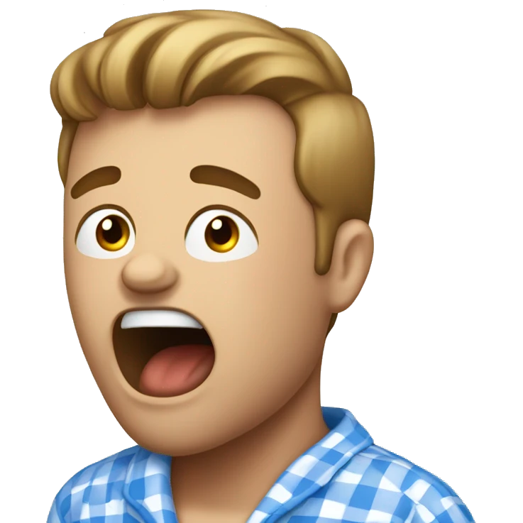 Man with blue checkered pyjamas yawning  emoji